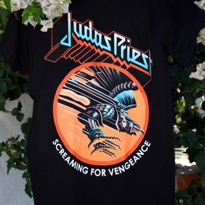 JUDAS PRIEST- SCREAMING FOR VENGEANCE BLACK GRAPHIC ROCK TSHIRT
